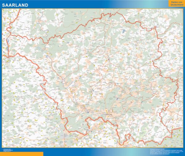 Carte Saarland Plastifiée