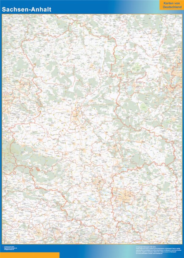 Carte Sachsen Anhalt Plastifiée