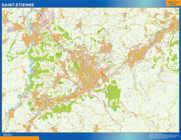 Carte Saint Etienne Plastifiée