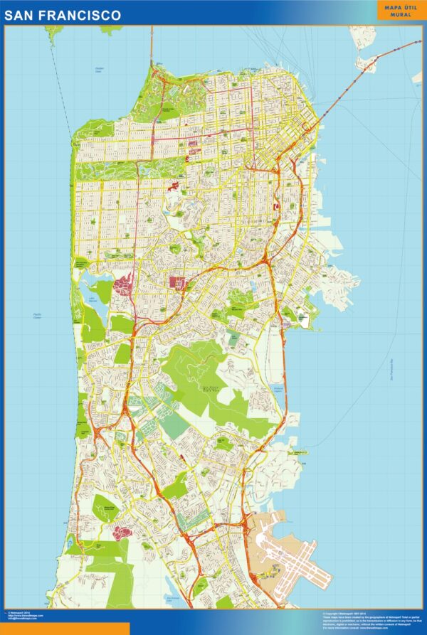Carte San Francisco Plastifiée