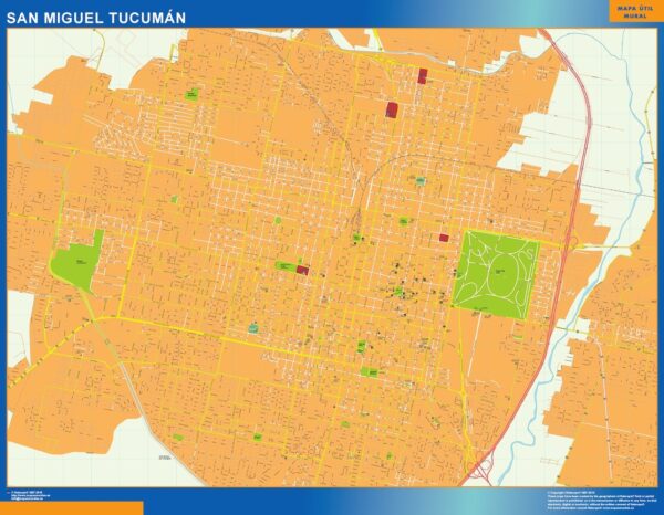 Carte San Miguel Tucuman Plastifiée Argentine
