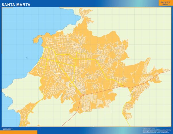 Carte Santa Marta Plastifiée Colombie