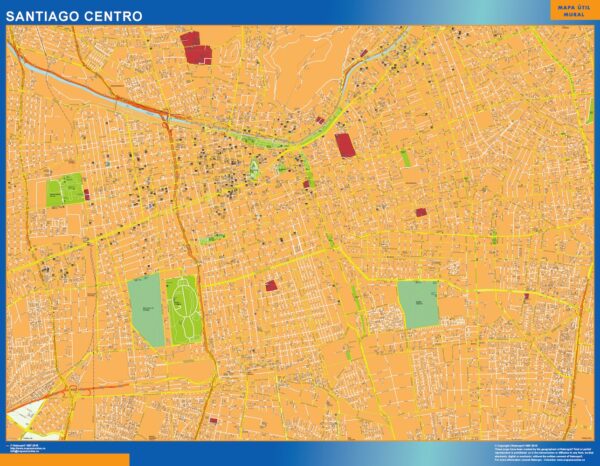 Carte Santiago De Chile Plastifiée Chili