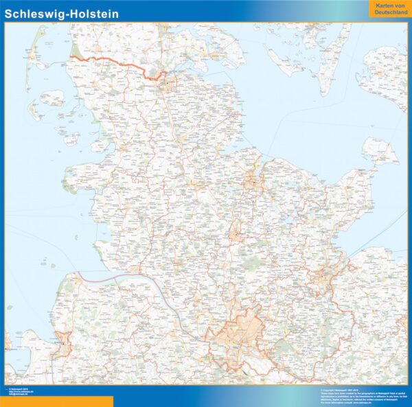 Carte Schleswig Holstein Plastifiée