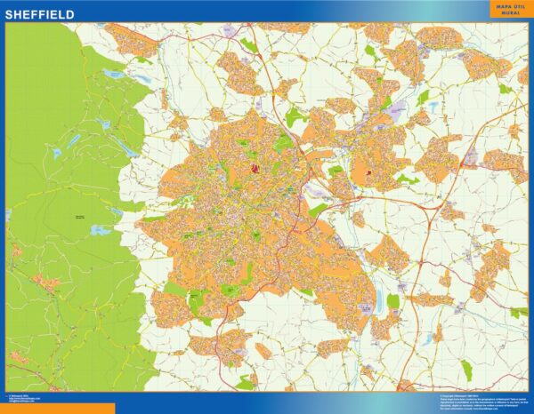 Carte Sheffield Plastifiée
