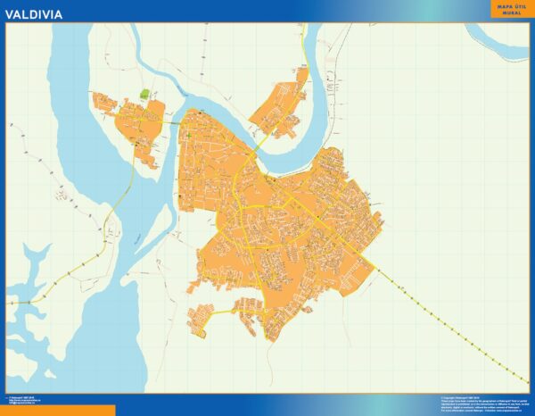 Carte Valdivia Plastifiée Chili