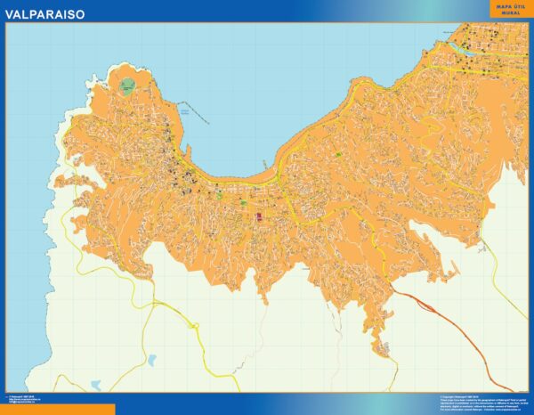 Carte Valparaiso Plastifiée Chili