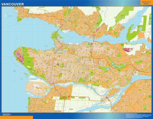 Carte Vancouver Plastifiée