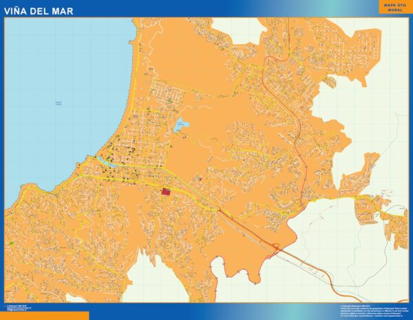 Carte Viña Del Mar Plastifiée Chili