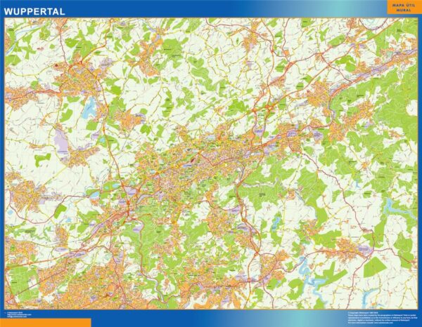 Carte Wuppertal Plastifiée