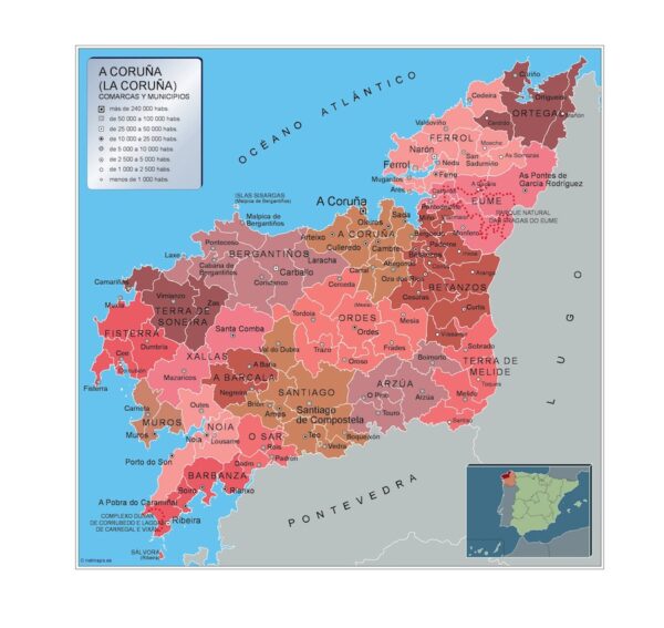 Carte Communes Province a Coruna Plastifiée