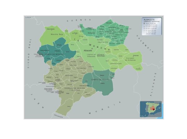 Carte Communes Province Albacete Plastifiée
