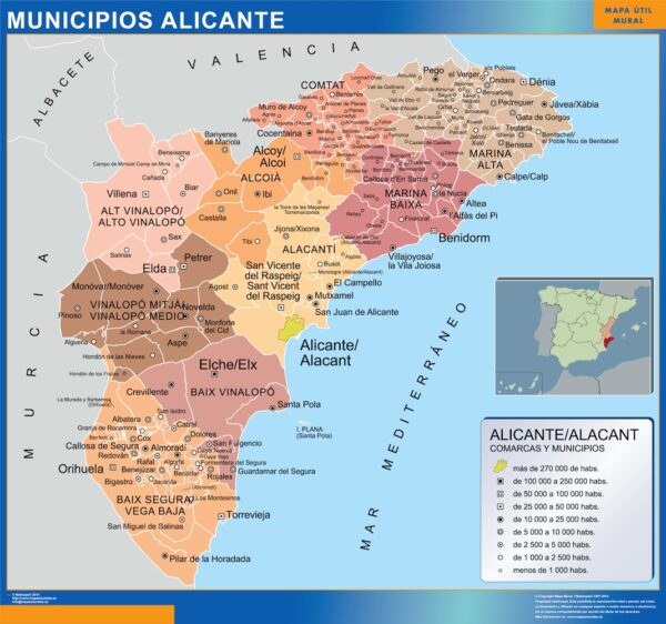 Carte Communes Province Alicante Plastifiée