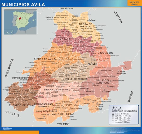 Carte Communes Province Avila Plastifiée