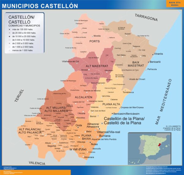 Carte Communes Province Castellon Plastifiée