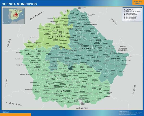 Carte Communes Province Cuenca Plastifiée
