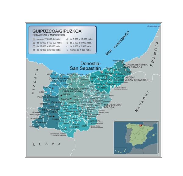 Carte Communes Province Guipuzcoa Plastifiée