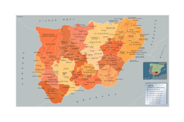 Carte Communes Province Jaen Plastifiée