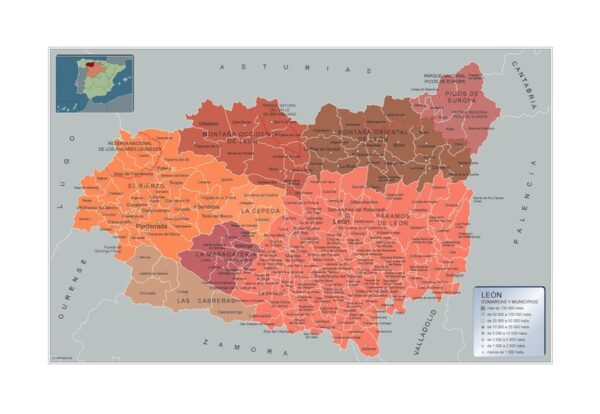 Carte Communes Province Leon Plastifiée