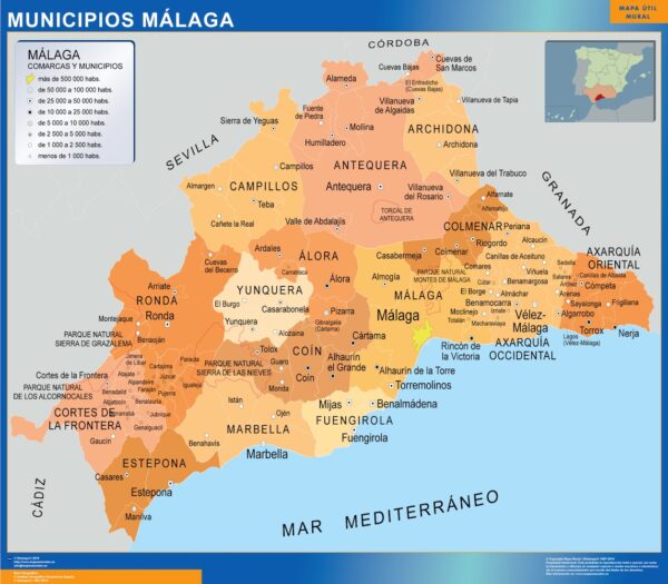 Carte Communes Province Malaga Plastifiée