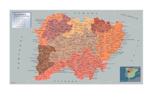 Carte Communes Province Salamanca Plastifiée