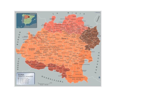 Carte Communes Province Soria Plastifiée