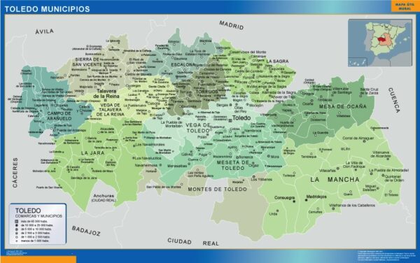 Carte Communes Province Toledo Plastifiée