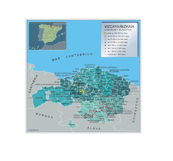 Carte Communes Province Vizcaya Plastifiée