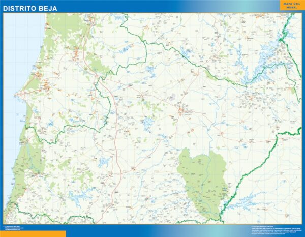 Carte District Beja Plastifiée