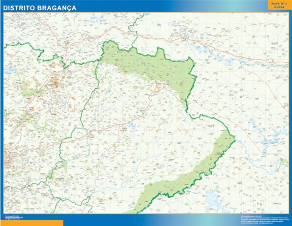 Carte District Bragança Plastifiée