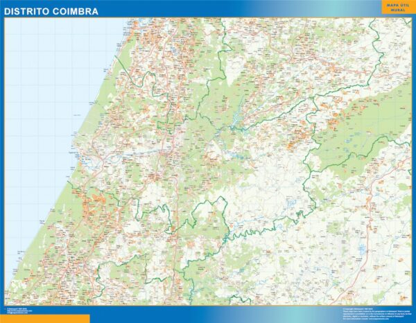 Carte District Coimbra Plastifiée