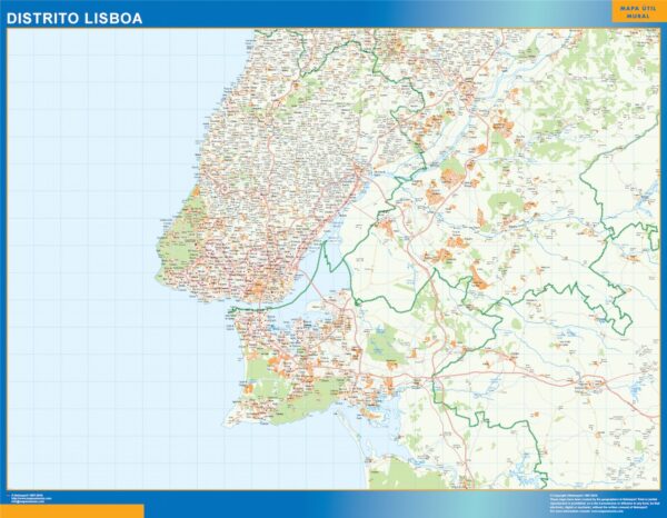 Carte District Lisboa Plastifiée