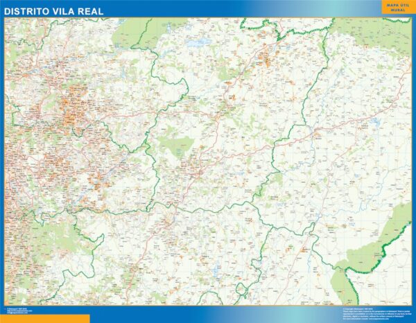 Carte District Vila Real Plastifiée