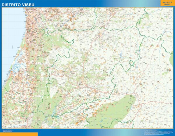 Carte District Viseu Plastifiée