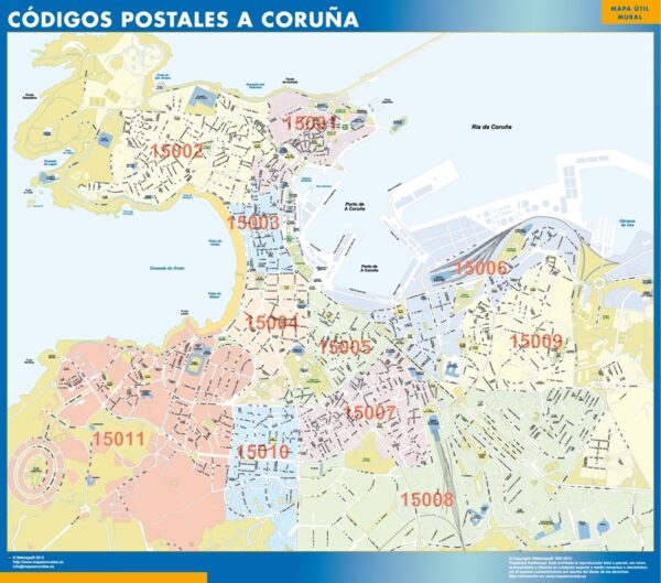 Carte Plastifiée a Coruna Codes Postaux
