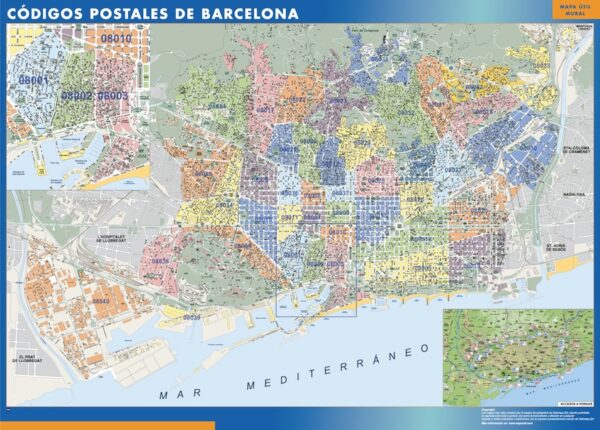 Carte Plastifiée Barcelona Codes Postaux