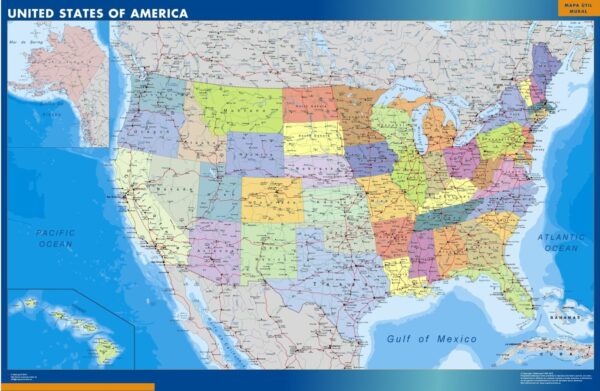 Carte Plastifiée Etats Unis