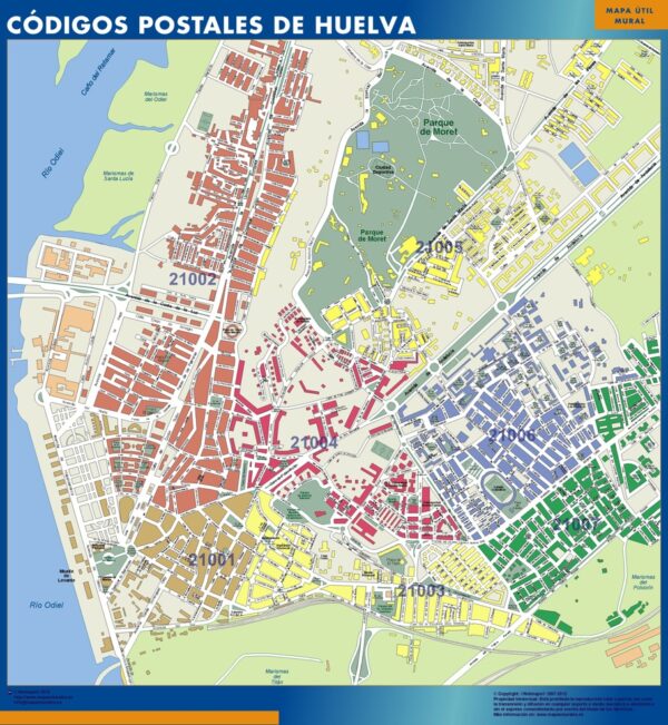 Carte Plastifiée Huelva Codes Postaux