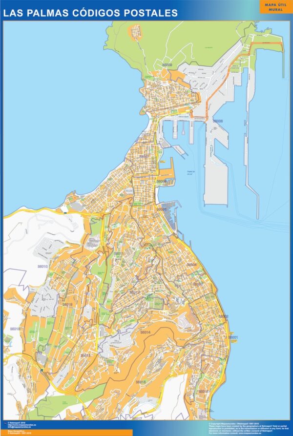Carte Plastifiée Las Palmas Codes Postaux