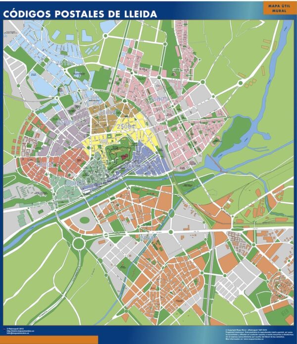 Carte Plastifiée Lleida Codes Postaux