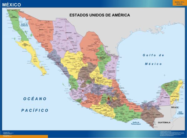 Carte Plastifiée Mexique Politique