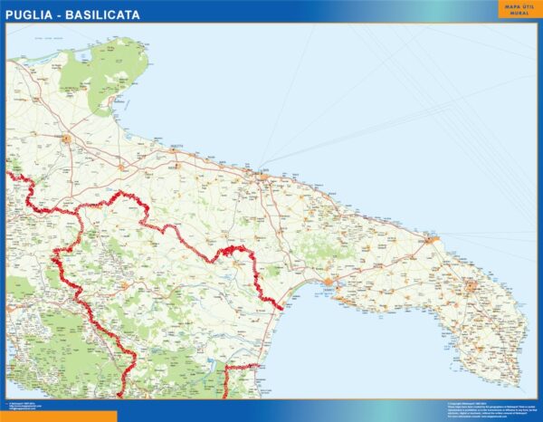 Carte Plastifiée Puglia Basilicata