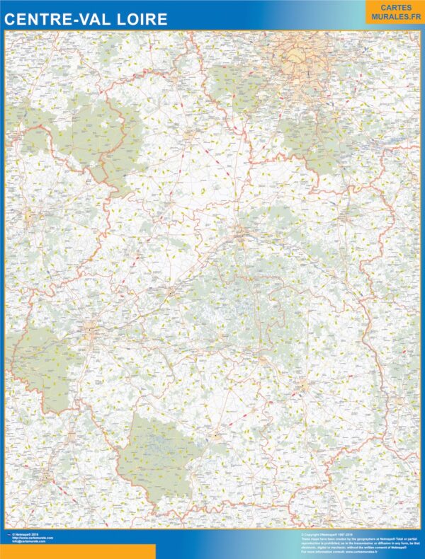 Carte Plastifiée Région Centre Val Loire