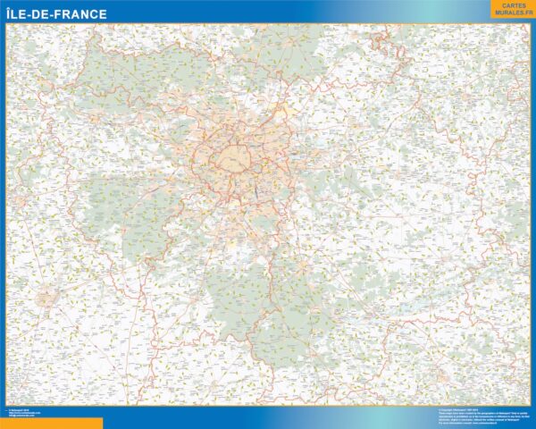 Carte Plastifiée Région Ile De France