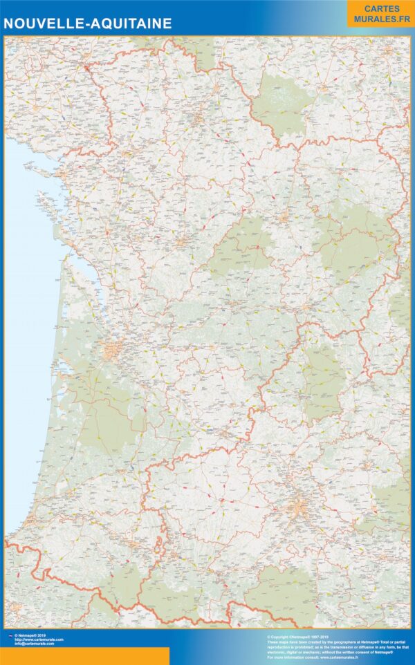 Carte Plastifiée Région Nouvelle Aquitaine