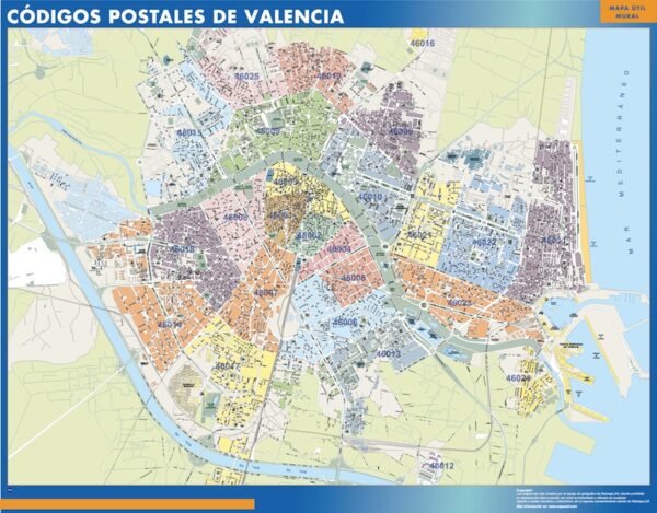 Carte Plastifiée Valencia Codes Postaux