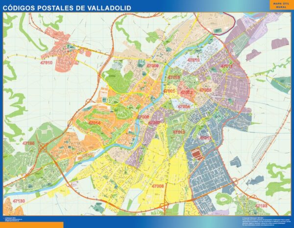 Carte Plastifiée Valladolid Codes Postaux