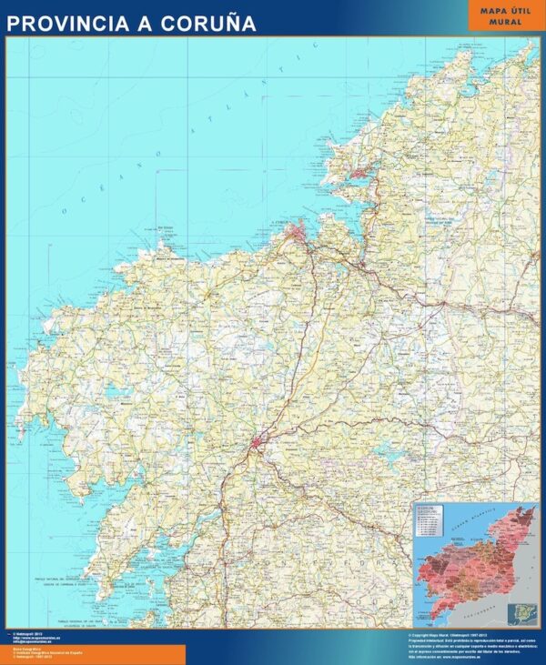 Carte Province a Coruna Plastifiée