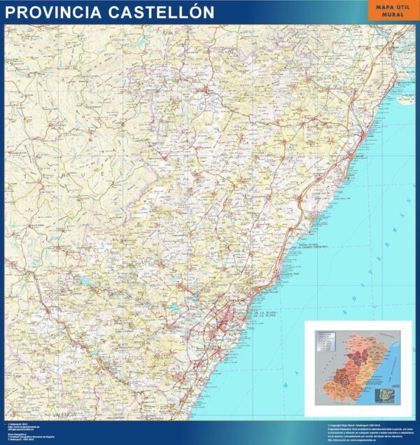 Carte Province Castellon Plastifiée