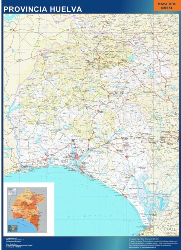 Carte Province Huelva Plastifiée